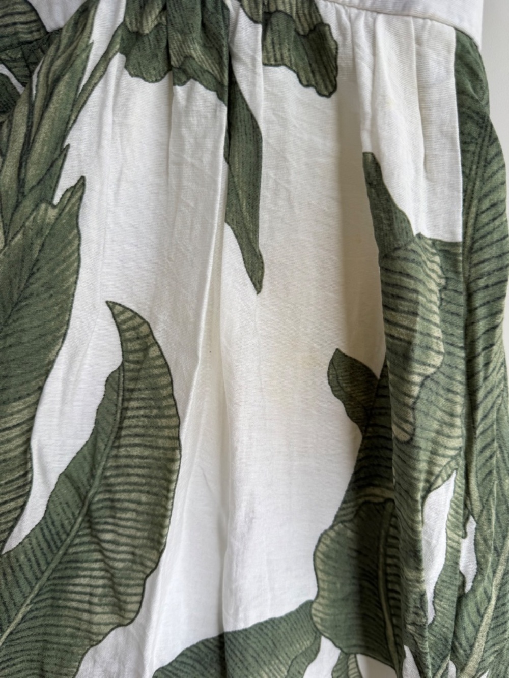 Miramar Maxi Dress Green Print L Tropical Vacation Leaves Floral PLEASE READ - Picture 9 of 16